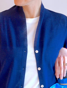 Cardigan Perle kurz tiefseeblau, mandarine