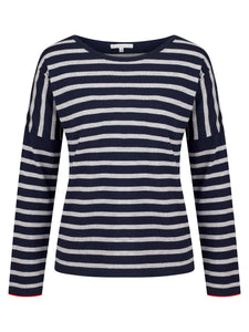 Pulli Hommage an Picasso  jeansblau, silber, tomate